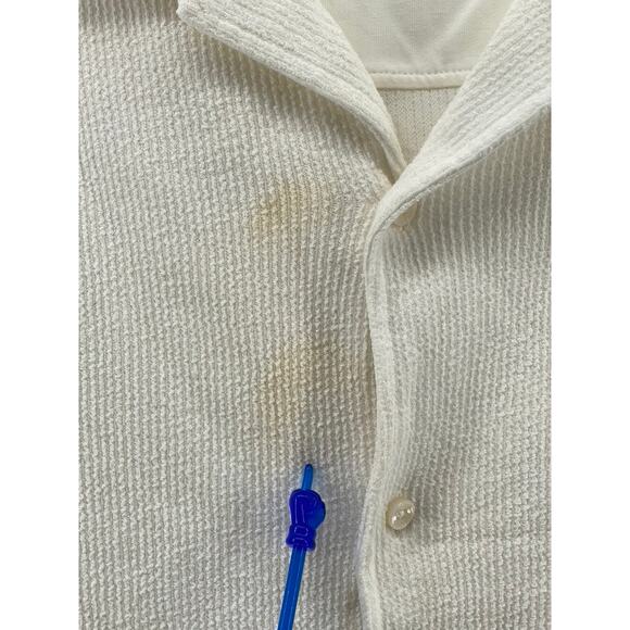 HUGO BOSS Men's Off-White Textured Regular-Fit Button-Up Short Sleeve Shirt SZ L - Picture 4 of 12